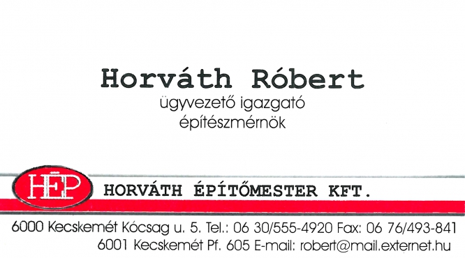 Horváth Róbert ÉPÍTÉSZMÉRNÖK