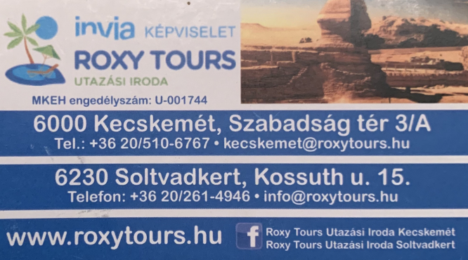 ROXY TOURS UTAZÁSI IRODA SOLTVADKERT - INVIA KÉPVISELET