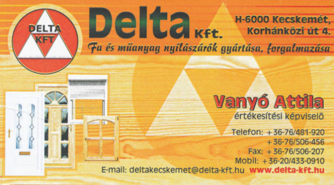 Delta Kft műanyag nyílászárók gyártása forgalmazása Vanyó Attila