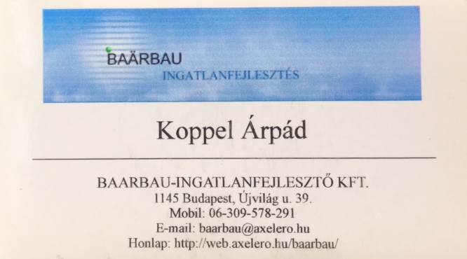Baarbau Ingatlanfejlesztő Kft. Koppel Árpád